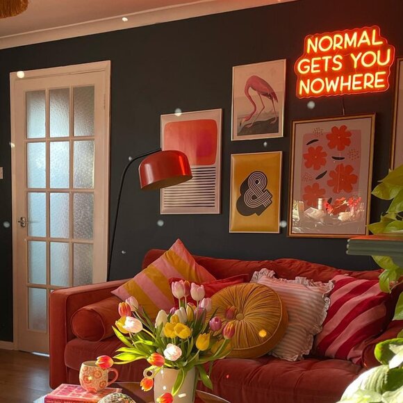 NORMAL GETS YOU NOWHERE Pink Red Neon Light LED Wall Indoor Room Dorm Decor - Picture 7 of 17